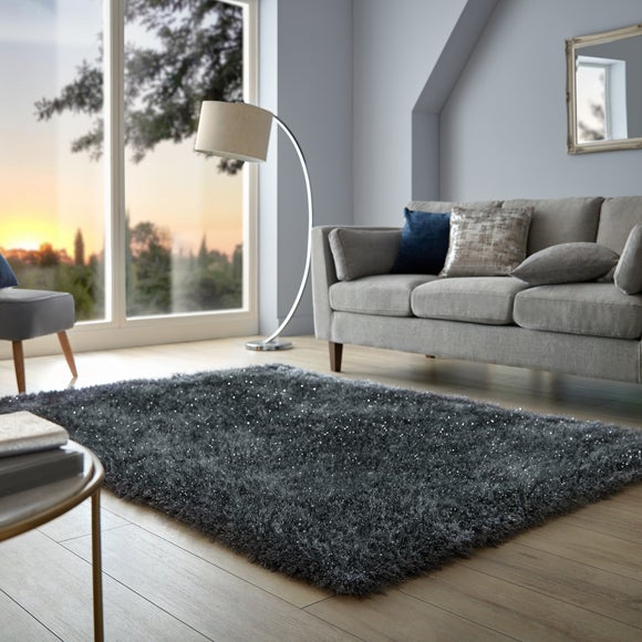 Riviera Sparkle Shaggy Rug Dunelm