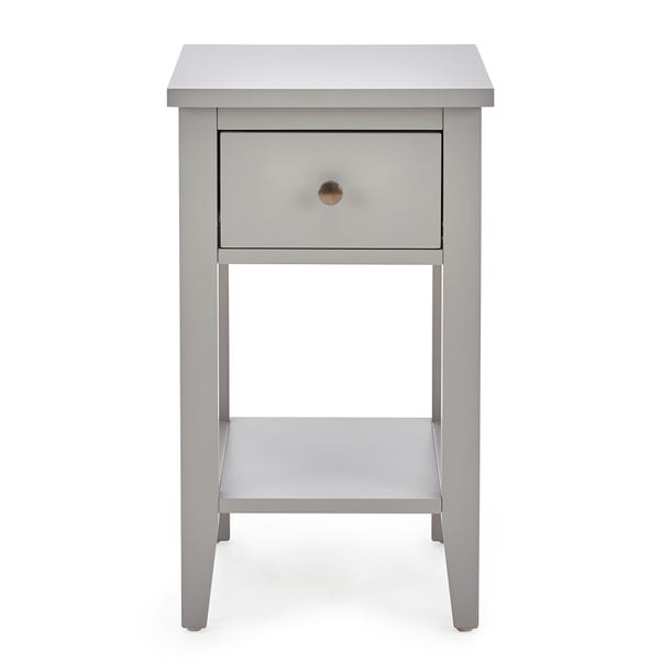 Lynton Compact Grey Slim Bedside Table, Grey Side Table With Storage