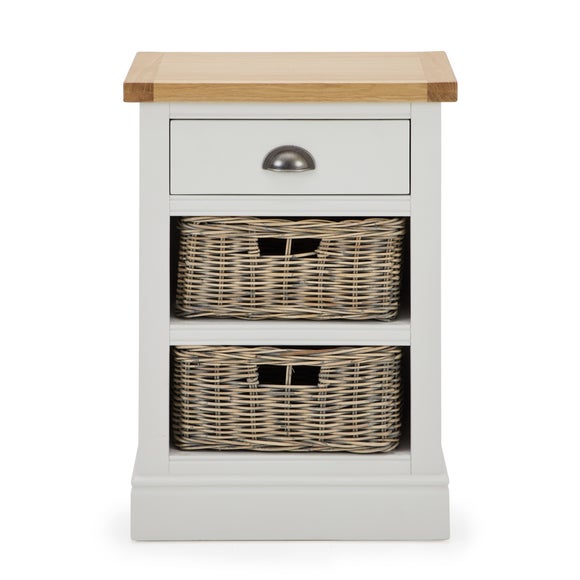 End table deals with storage baskets