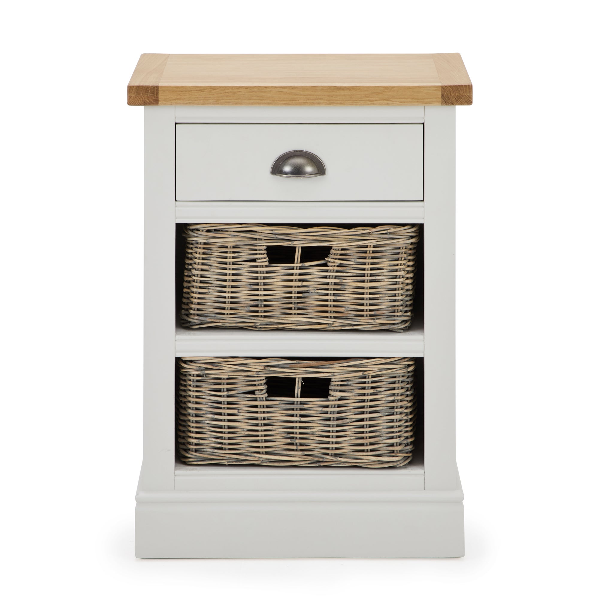 Compton Ivory Tall Side Table with Baskets Cream