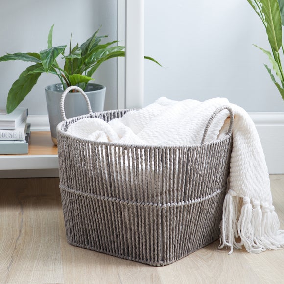 Large grey shop wicker storage baskets