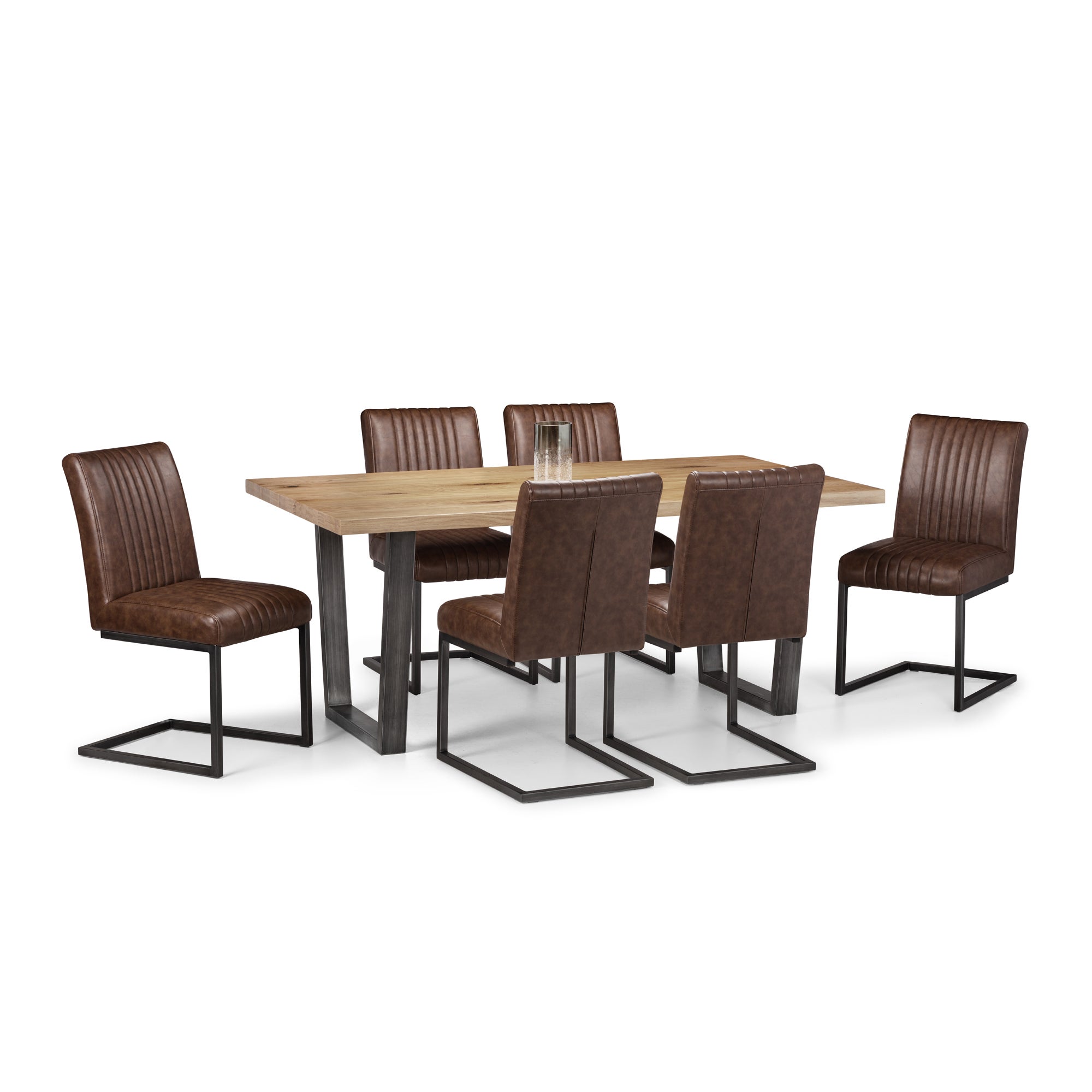 Brooklyn Rectangular Dining Table With 6 Chairs Solid Oak Brown