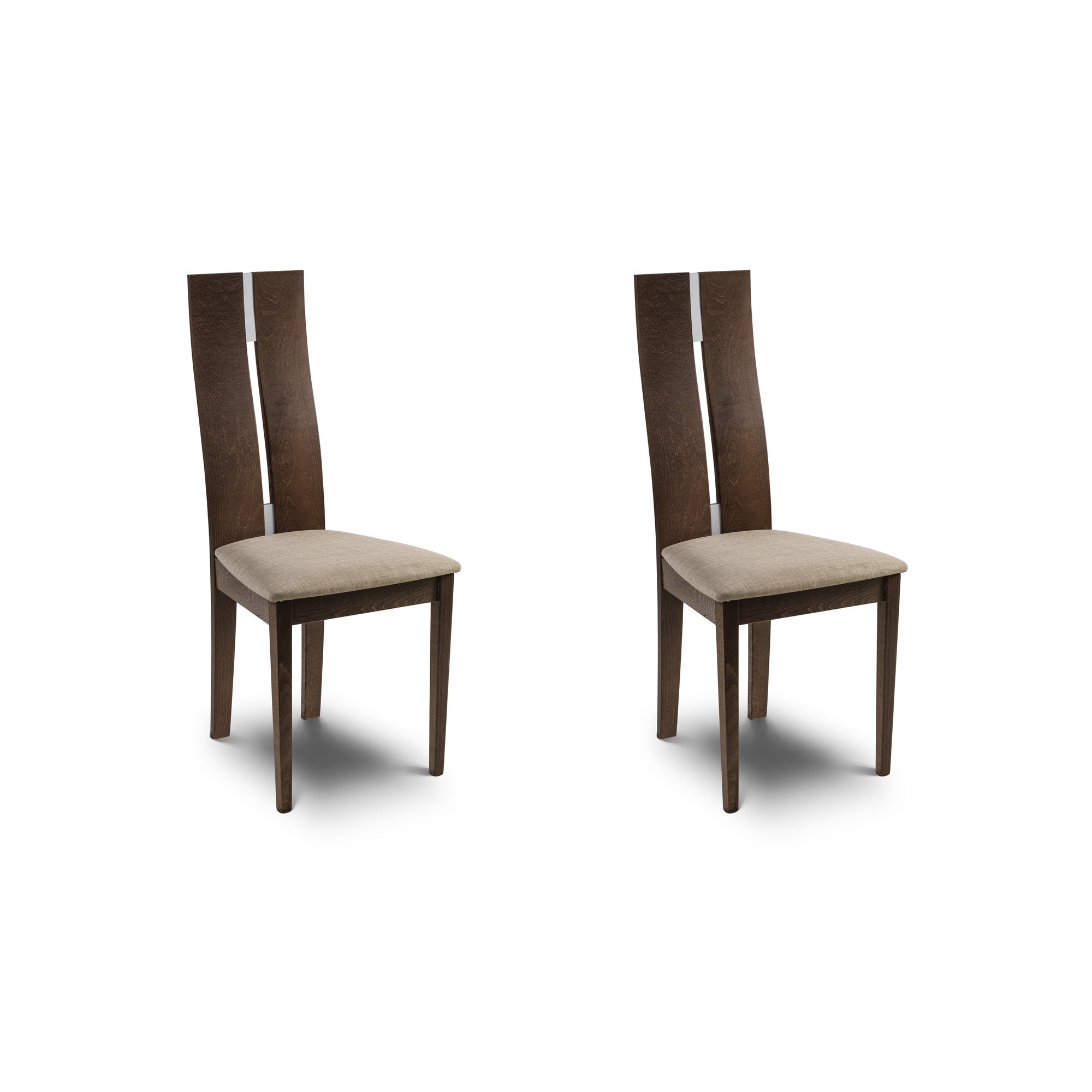 Cayman Set Of 2 Dining Chairs Walnut Faux Leather Wood Brown