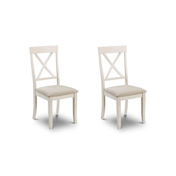 Davenport Set of 2 Dining Chairs Ivory Suede Effect Ivory