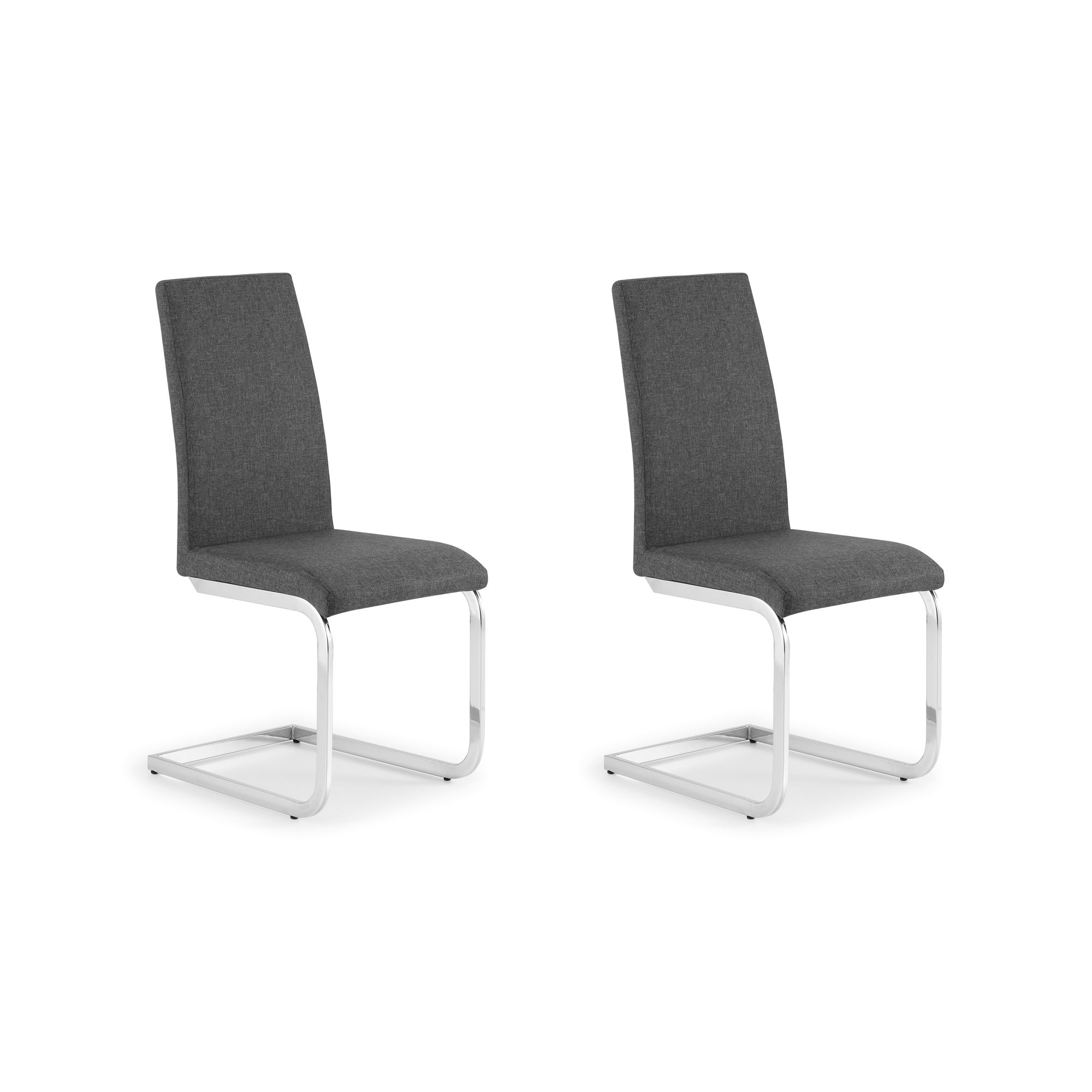 Roma Set of 2 Dining Chairs, Grey Faux Linen