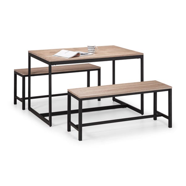 Tribeca Rectangular Dining Table with 2 Benches, Black image 1 of 6
