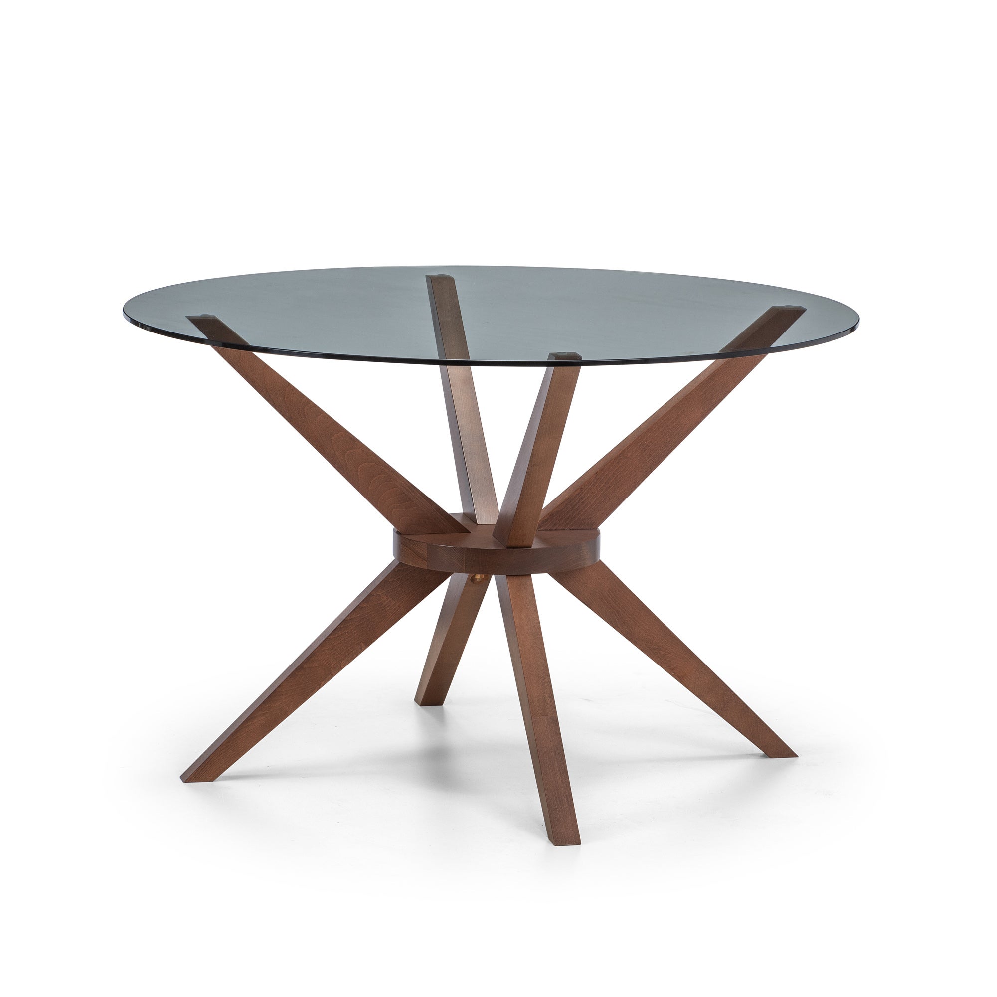 Chelsea 4 Seater Round Dining Table, Brown Glass Brown
