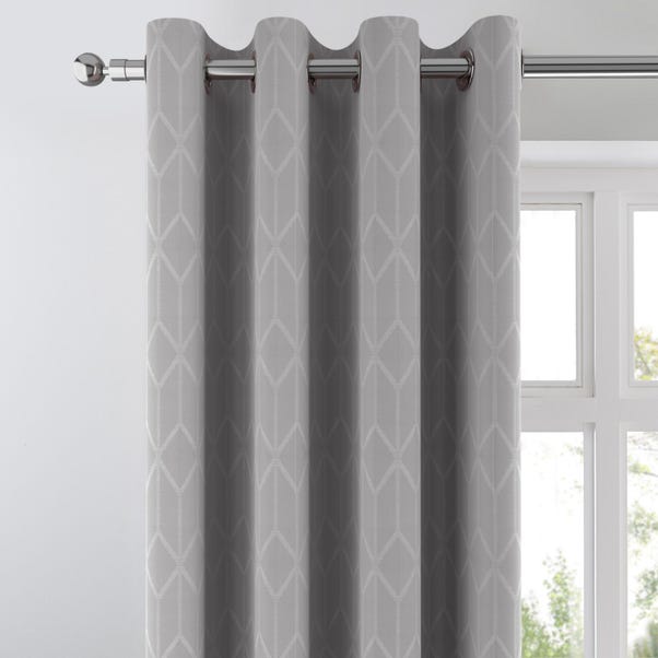 Jasper Grey Geometric Blackout Eyelet Curtains Dunelm Jasper Grey Geometric Blackout Eyelet, Gray Patterned Curtains