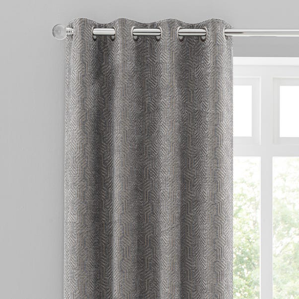 Abstract Chenille Dove Grey Eyelet Curtains image 1 of 8