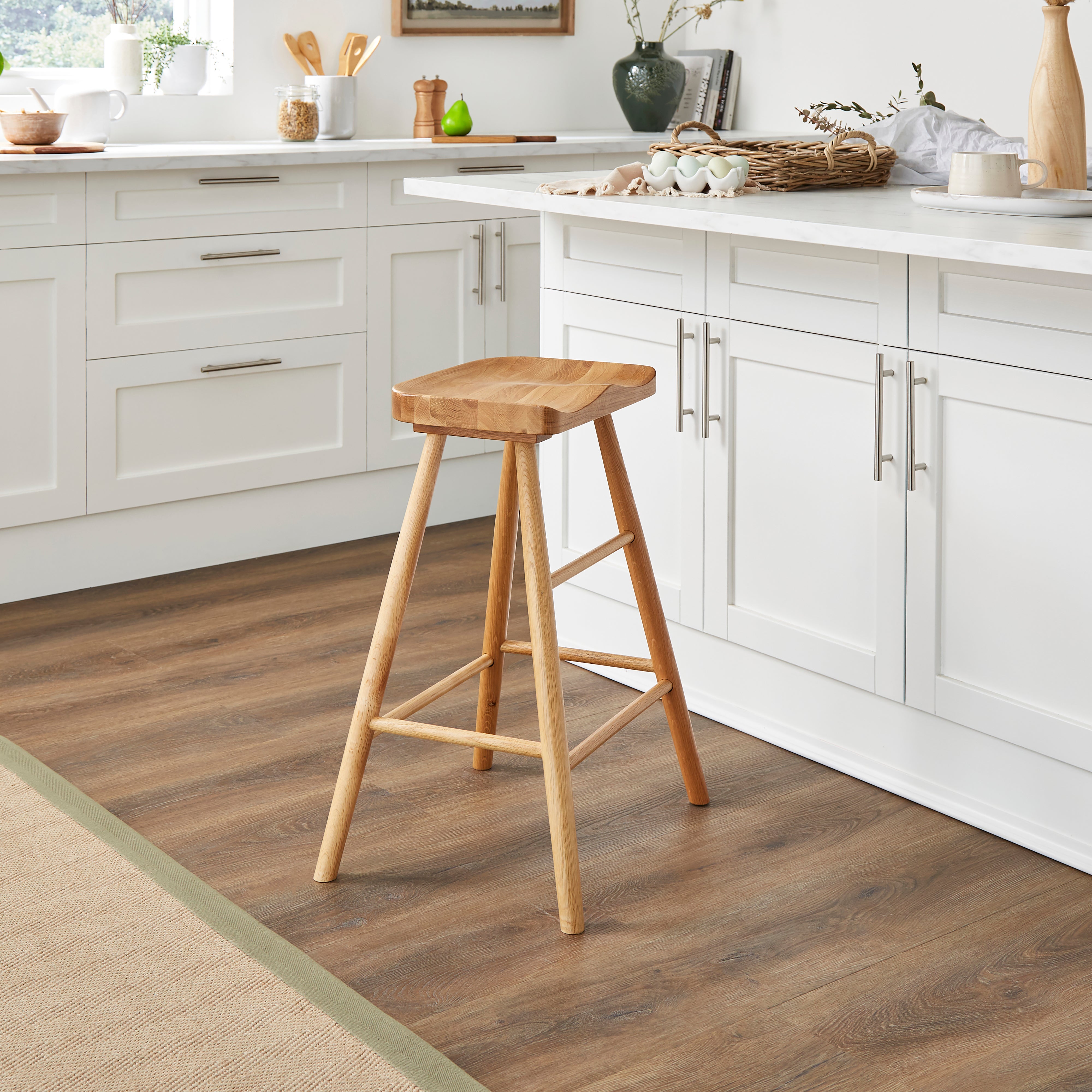Loxwood Counter Height Bar Stool, Solid Oak