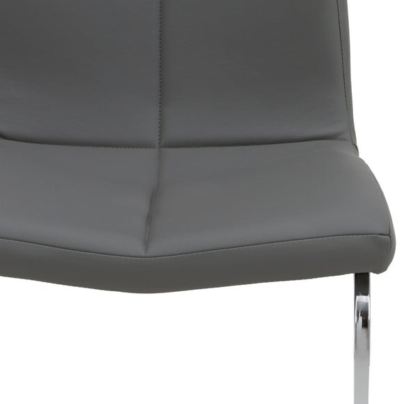 Jamison Set of 2 Faux Leather Grey Dining Chairs Dunelm