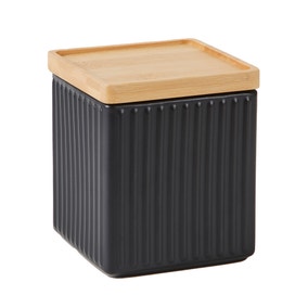 Matt Black Ceramic Small Square Kitchen Canister