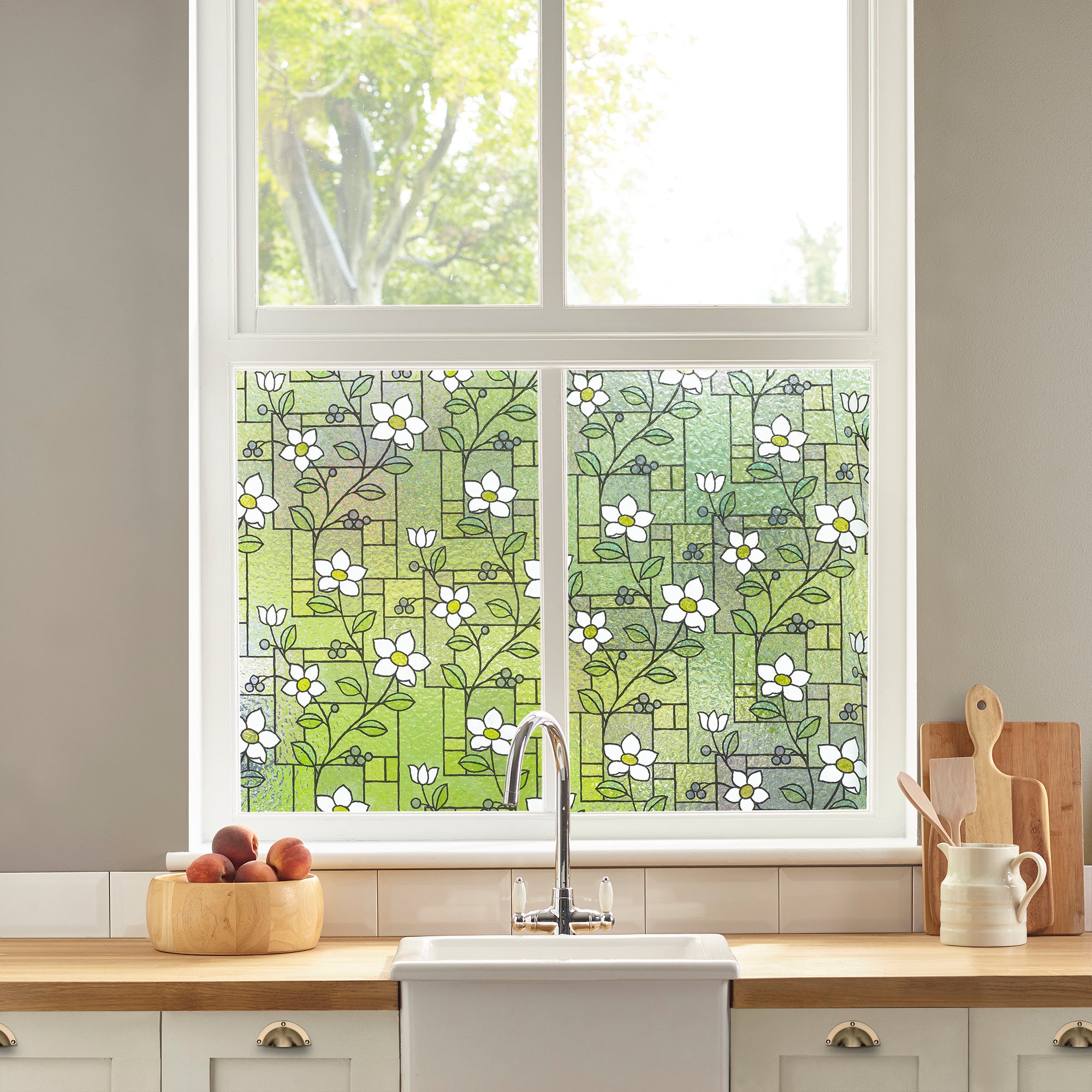 daisy window film in kitchen