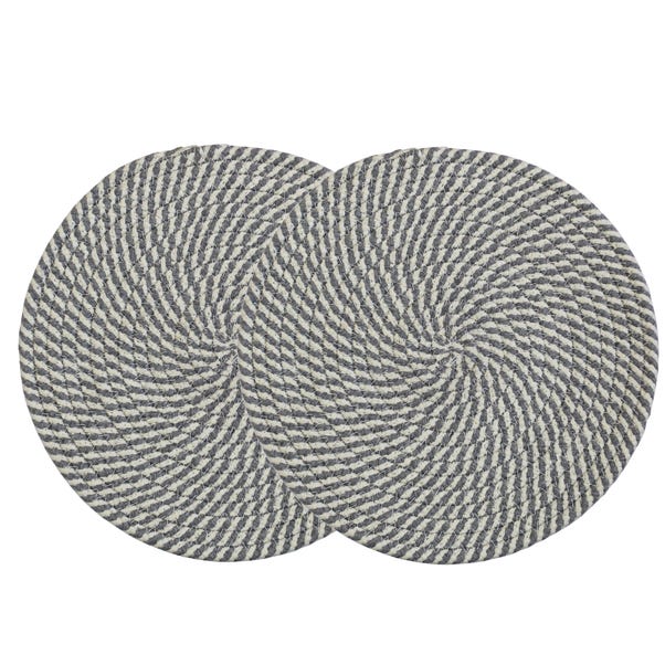 Set of 2 Light Blue Woven Round Placemats image 1 of 2