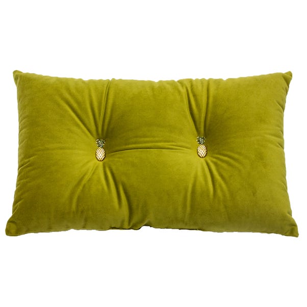 Olive Pineapple Velour Cushion image 1 of 6