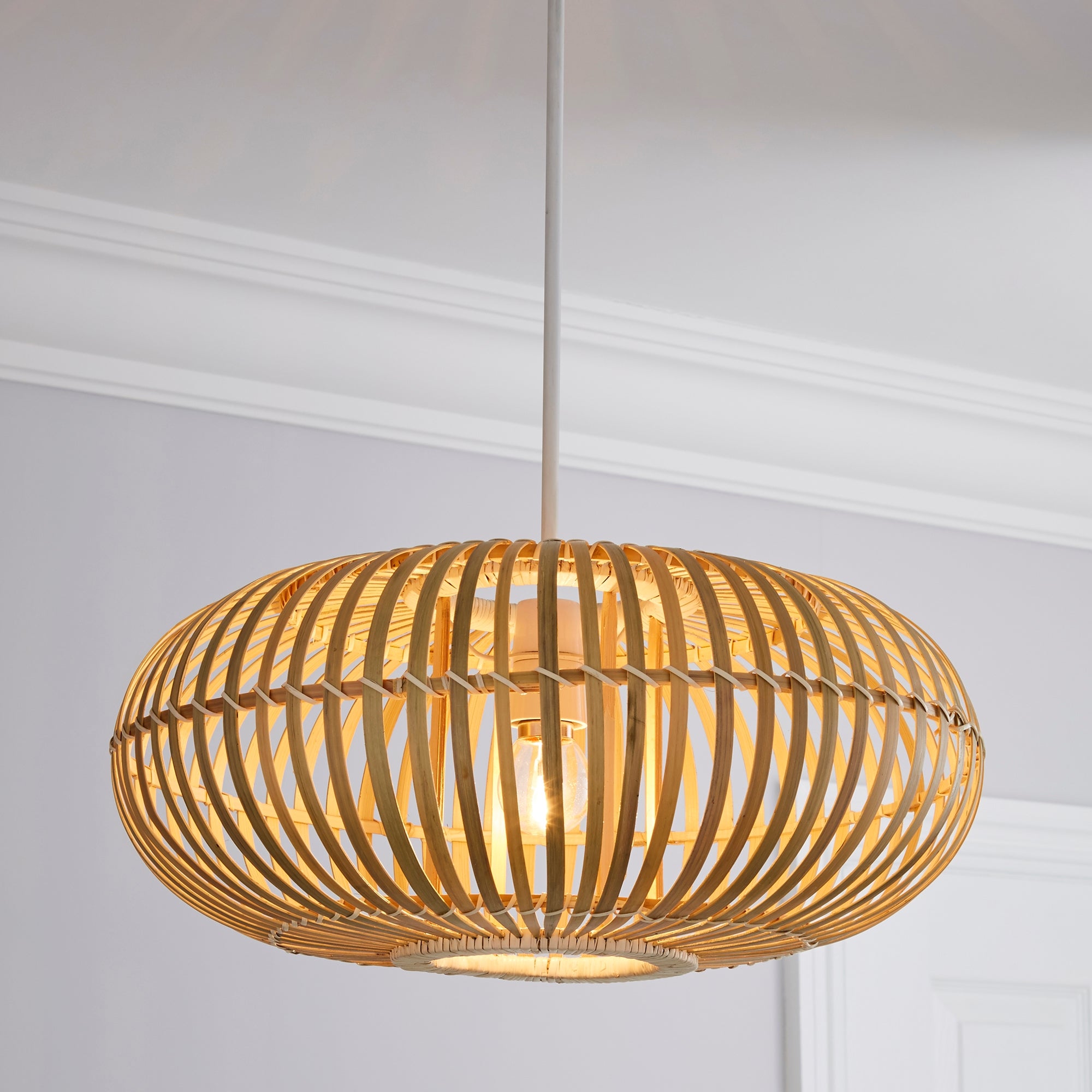 Click to view product details and reviews for Abrielle Bamboo Easy Fit Pendant Brown.