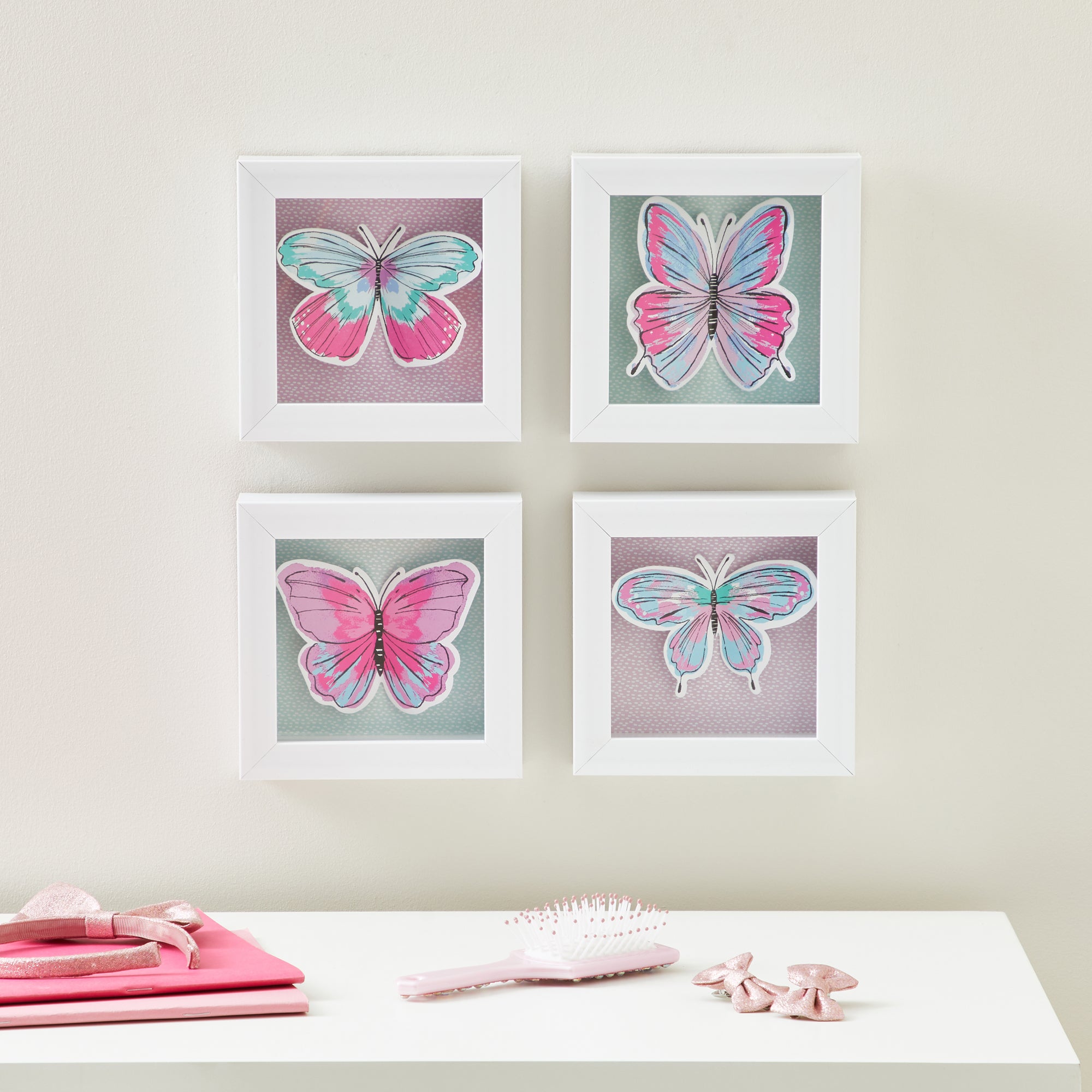 Download Pack Of 4 Butterfly Wall Art Dunelm