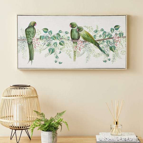 Sanctuary Parakeets Boxed Canvas MultiColoured