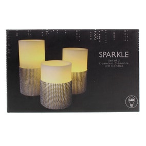Set of 3 Diamante LED Candles