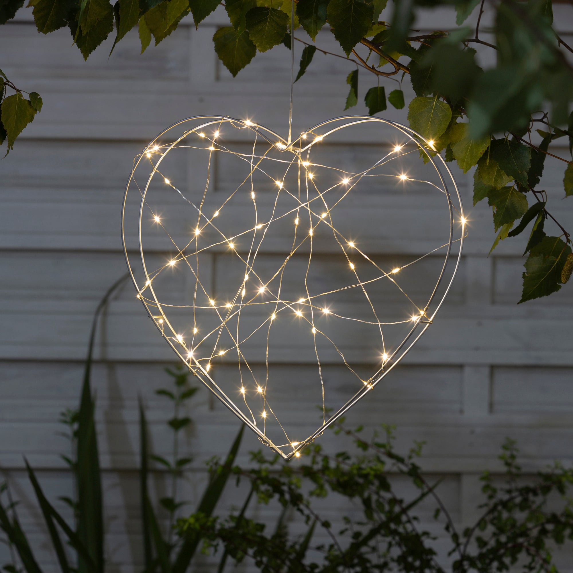 Image of Outdoor Light-Up Metal Heart Decoration Silver
