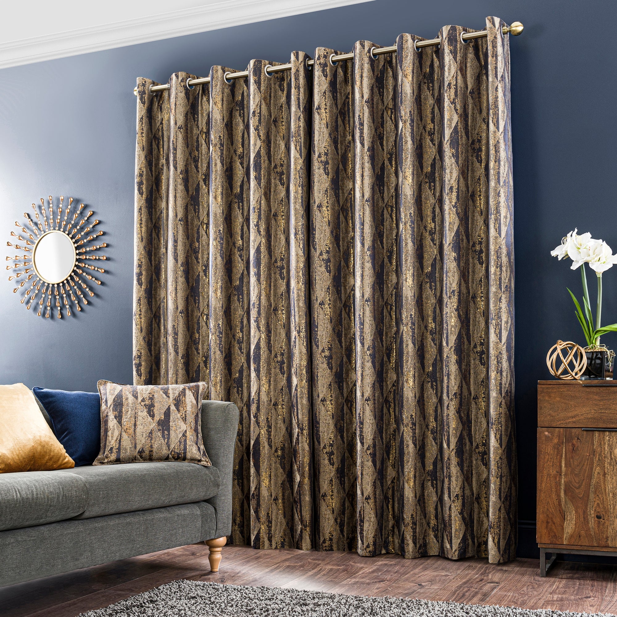 Luxor Metallic Eyelet Curtains | Dunelm