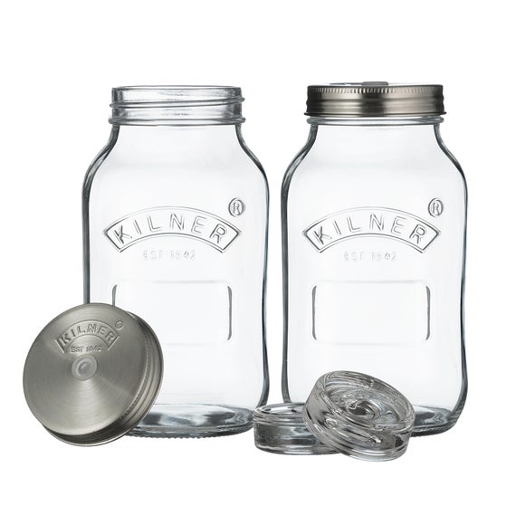 Kilner Set Of 2 Fermentation 1 Litre Jars | Dunelm