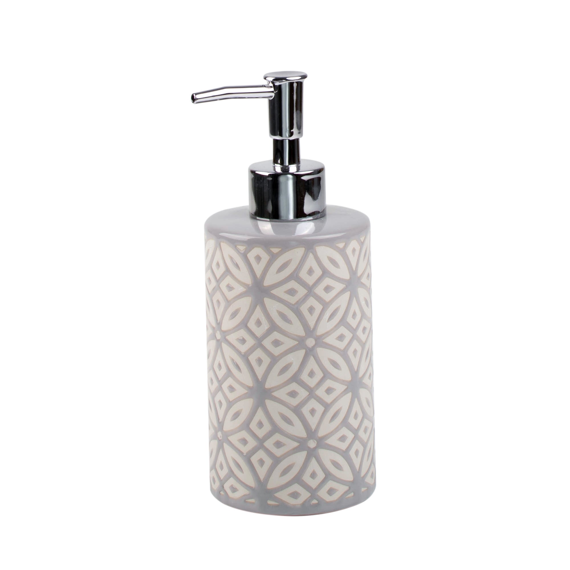Geo Tile Grey Ceramic Soap Dispenser