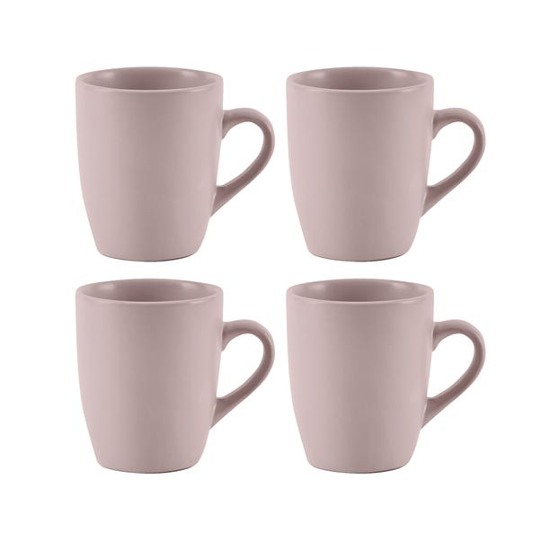 Set of 4 Stoneware Pink Mugs Pink