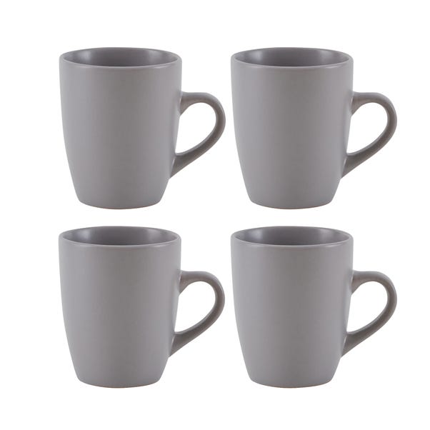 Set of 4 Grey Stoneware Mugs image 1 of 2