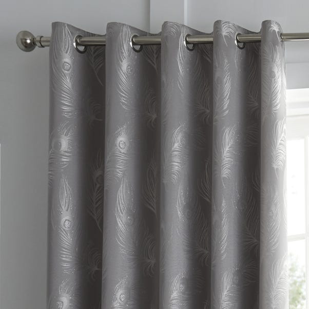 Feather Silver Jacquard Eyelet Curtains image 1 of 5