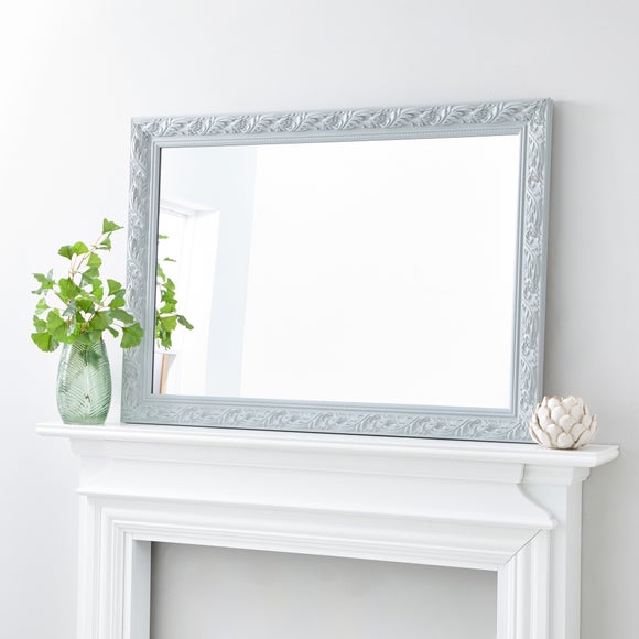 light grey framed mirror