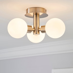Hamptworth 3 Light Frosted Glass Semi-Flush Ceiling Fitting