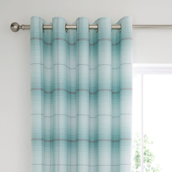 Albie Blue Eyelet Blackout Curtains, Classic Check Shower Curtain Blue