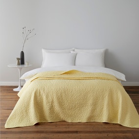 Bloom Floral Yellow Quilted Bedspread