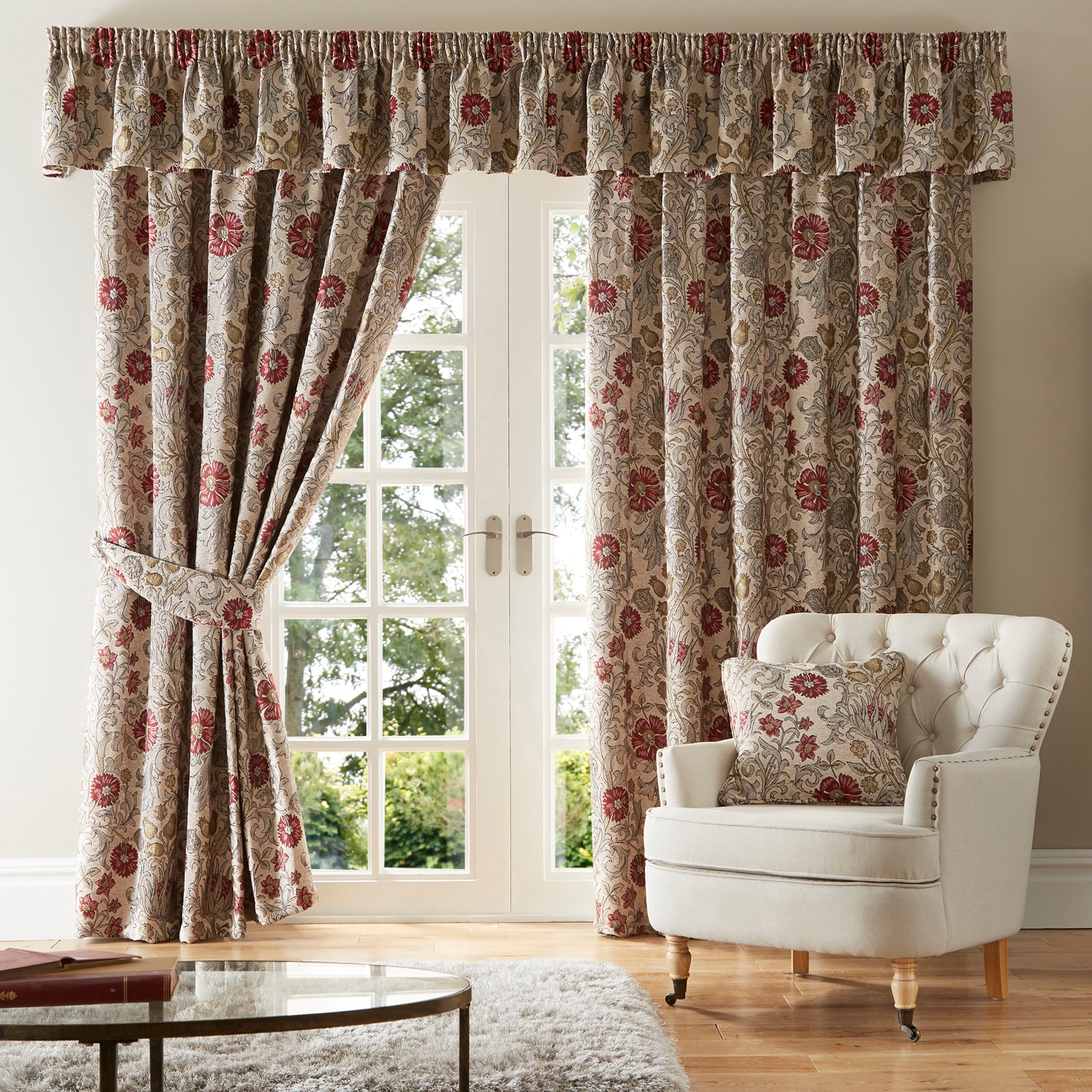 Betsy Natural Chenille Jacquard Eyelet Curtains | Dunelm