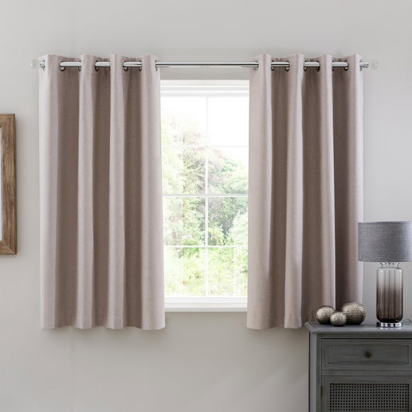 Luna Brushed Pebble Blackout Eyelet Curtains | Dunelm