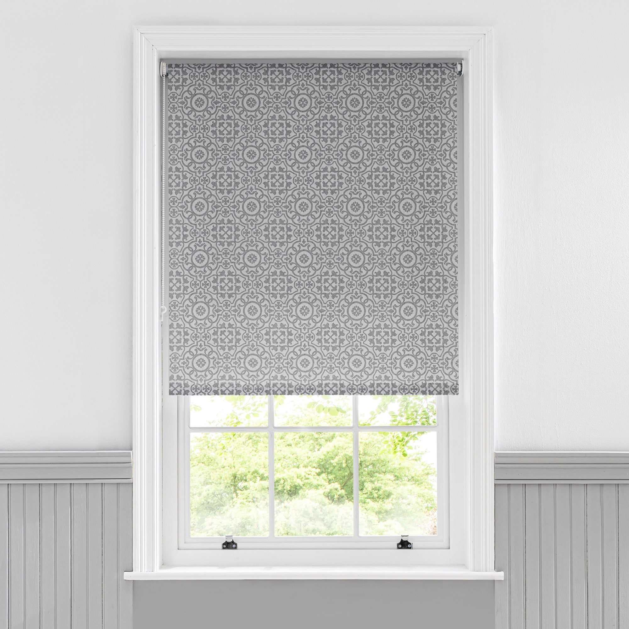 Purity Tile Grey Moisture Resistant Daylight Roller Blind | Dunelm