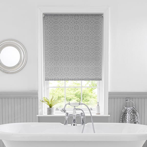 Purity Tile Grey Moisture Resistant Daylight Roller Blind  undefined