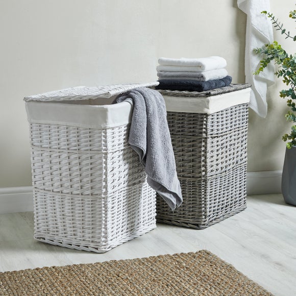 Versailles White Square Laundry Basket Dunelm