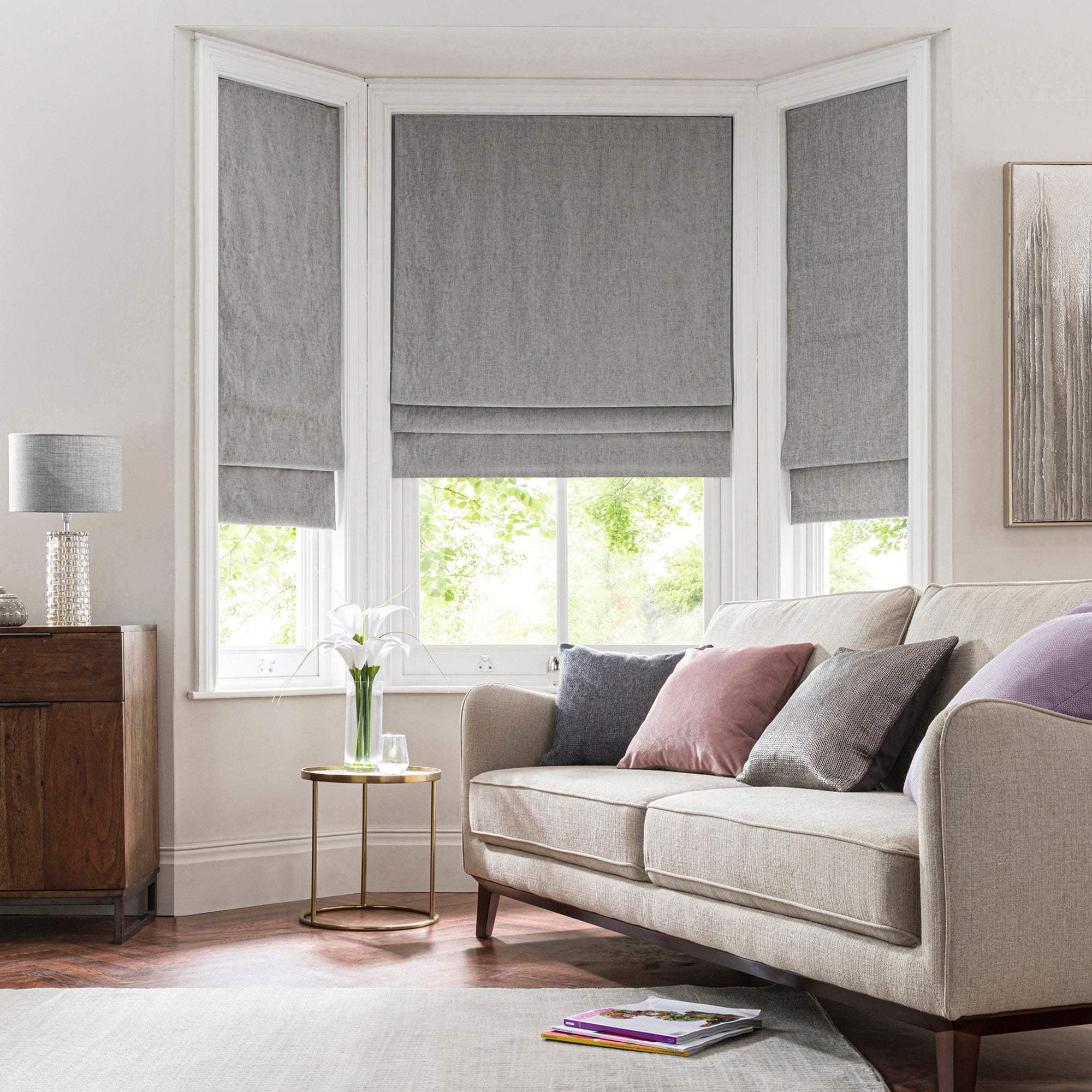 Chenille Silver Roman Blind | Dunelm