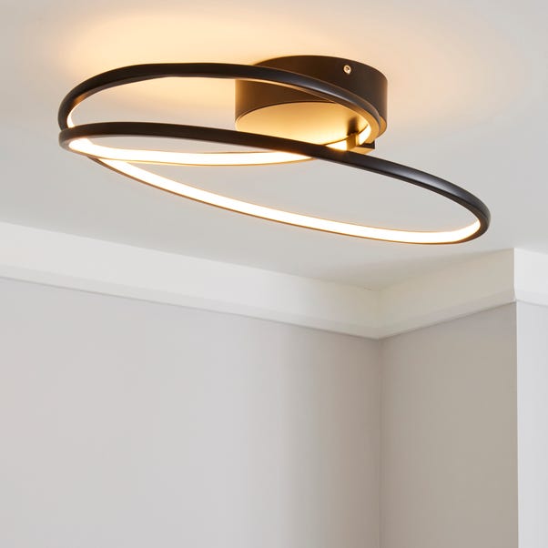 Menton Integrated Led Swirl Matt Black Semi Flush Ceiling Fitting Dunelm - Led Ceiling Lights Fittings Menton Integrated Led Swirl Matt Black Semi Flush Ceiling Fitting Dunelm - Led Ceiling Lights Fittings