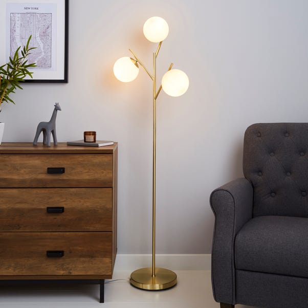 Eniola Frosted White Glass Ball Gold, Ball Floor Lamp