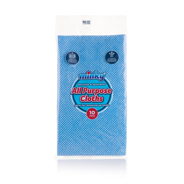 Minky Pack of 10 Extra Strong All Purpose Cloths Blue