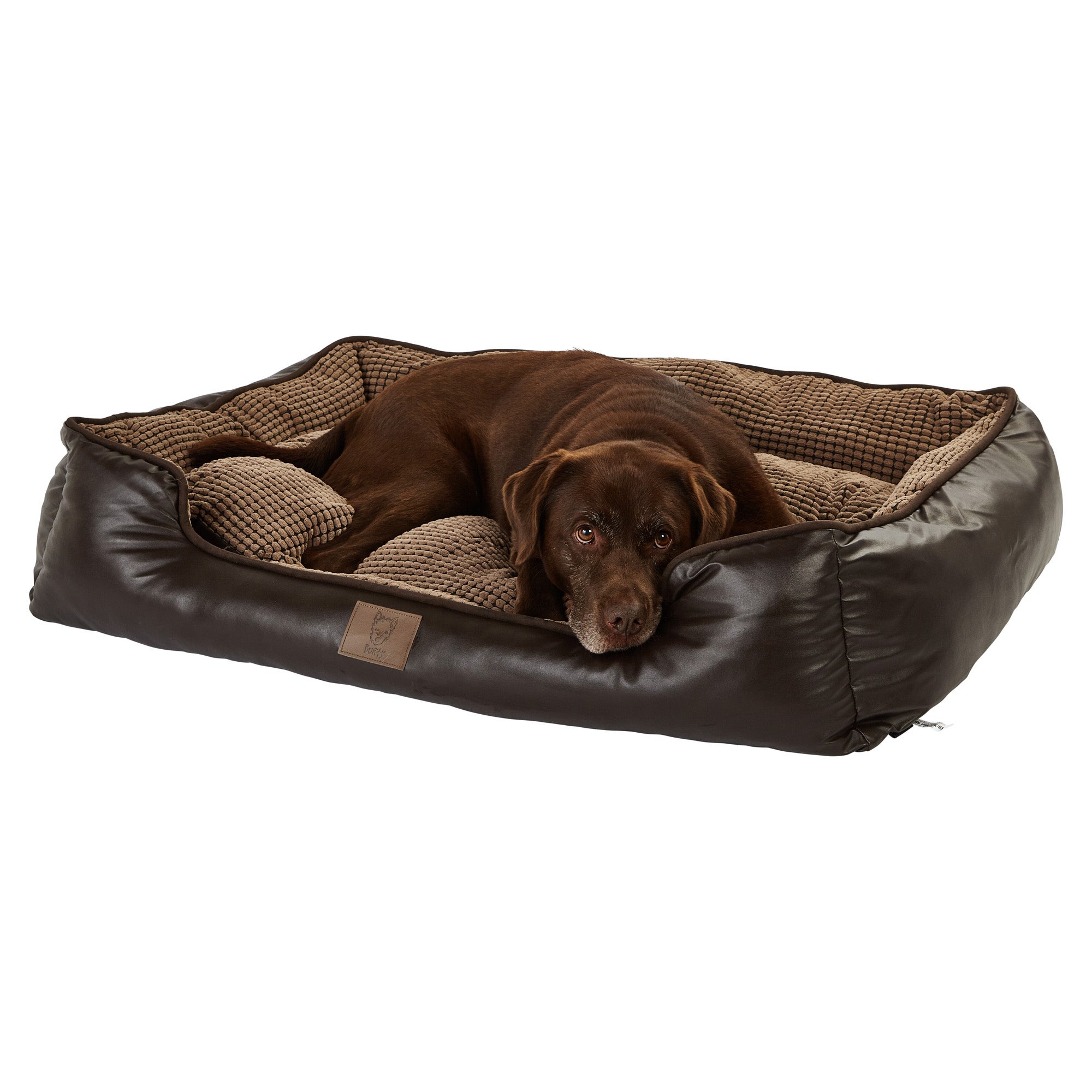Bunty Brown Tuscan Faux Leather Dog Bed Brown