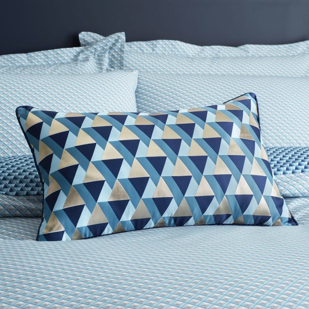Metallic Geometric Blue Cushion Blue