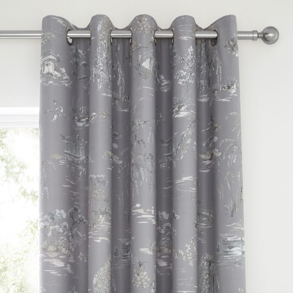 Chinoiserie Grey Blackout Eyelet Curtains Dunelm Chinoiserie Grey Blackout Eyelet, Black And Grey Curtains