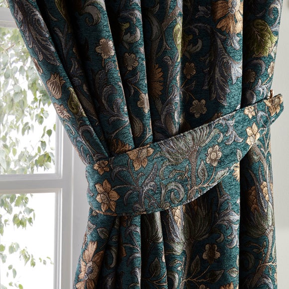 Betsy Chenille Jacquard Lagoon Curtain Tiebacks