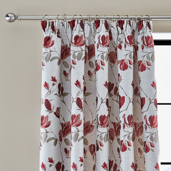 Red and deals white curtains