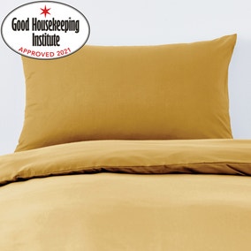 Non Iron Plain Dye Mustard Standard Pillowcase Pair