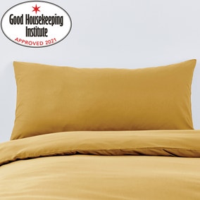 Non Iron Plain Dye Mustard Large Standard Pillowcase Pair